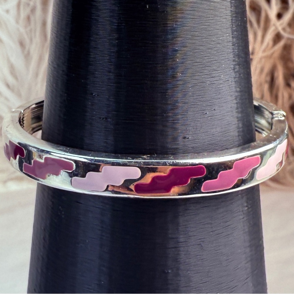 Silvertone Thin Multicolor Accent Bangle Bracelet - image 8